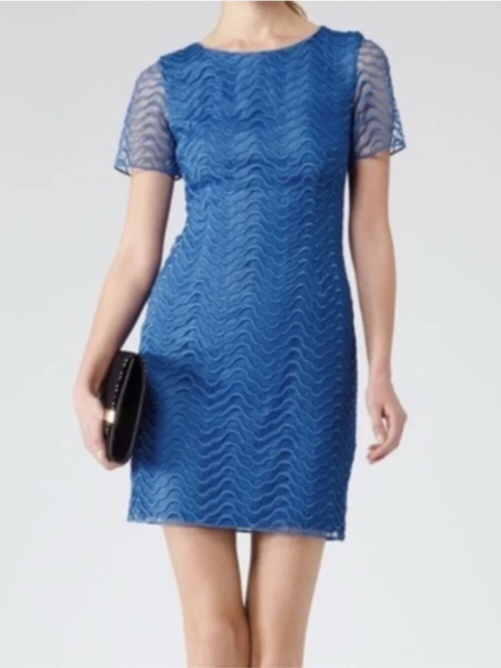 REISS Lark Scallop Lace Overlay Dress Bright Blue Size 0